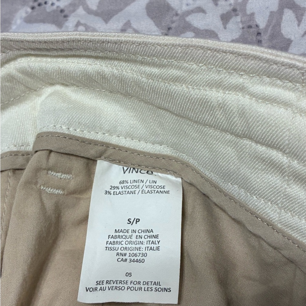 Vince Beige and Cream Linen-Blend Top